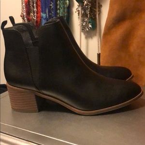 Black leather booties